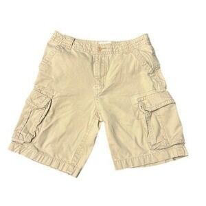 Aeropostale Men's Cargo Shorts Size 32 Khaki Cotton Casual Classic Everyday‎
